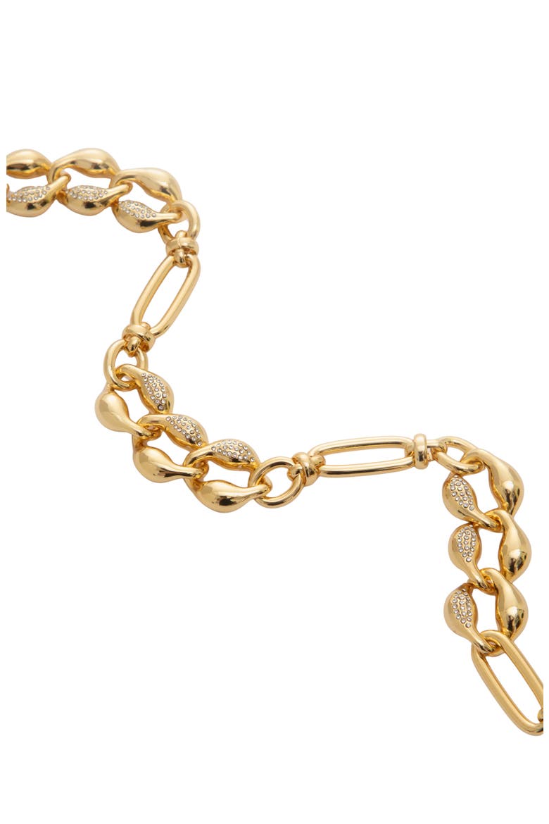 Cubic Zirconia Sculpted Chain Necklace, Alternate, color, GOLD