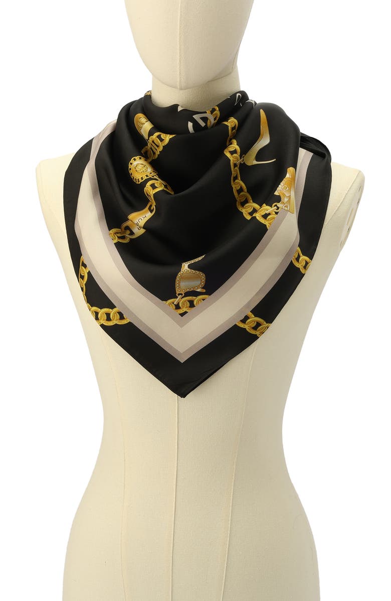 Kurt Geiger London Charm Chain Square Silk Scarf, Alternate, color,