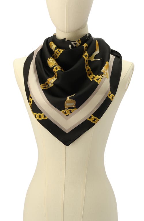 Kurt Geiger London Charm Chain Square Silk Scarf In Black