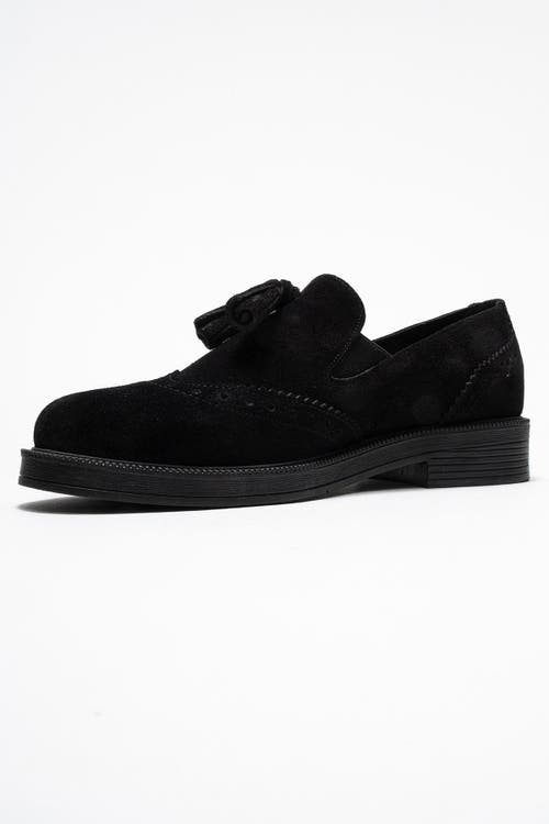 Forever & Always Shoes Alex Leather Tassel Loafers In Black
