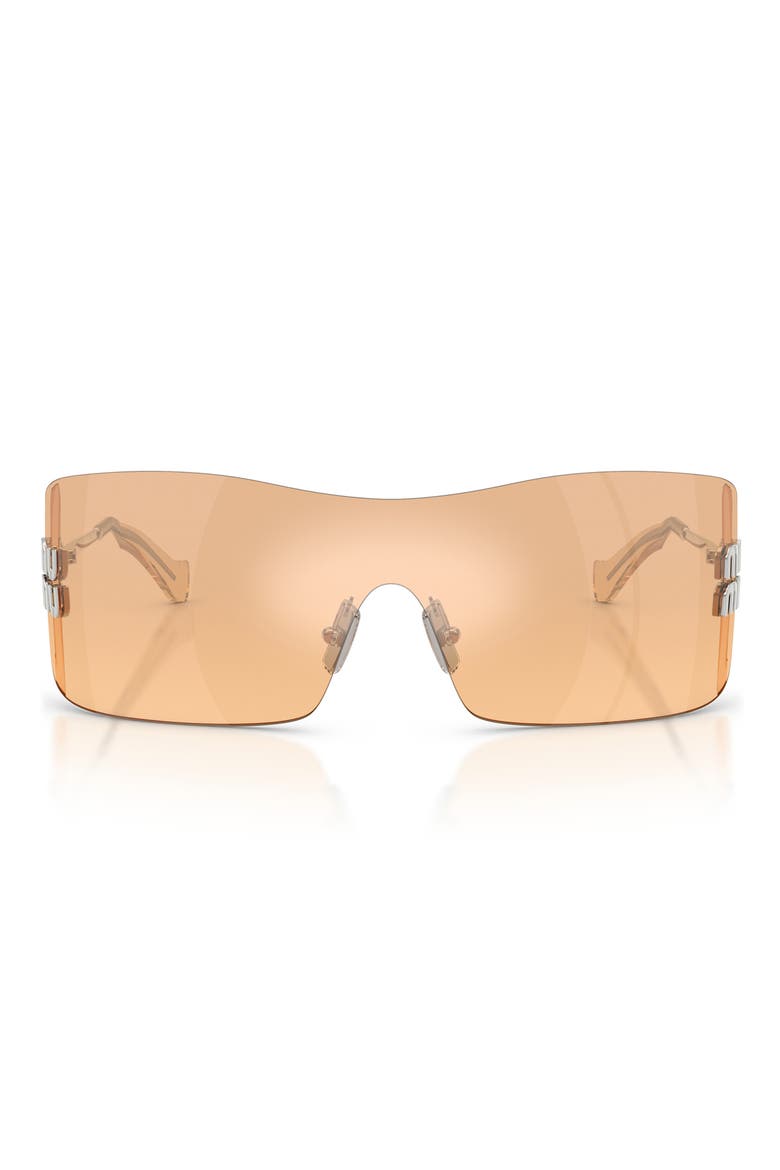 144mm Oversize Shield Sunglasses, Main, color, SILVER / ORANGE MIRROR SILVER