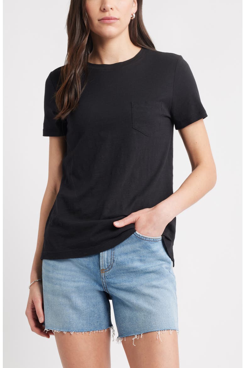 Cotton & Modal T-Shirt, Main, color, BLACK