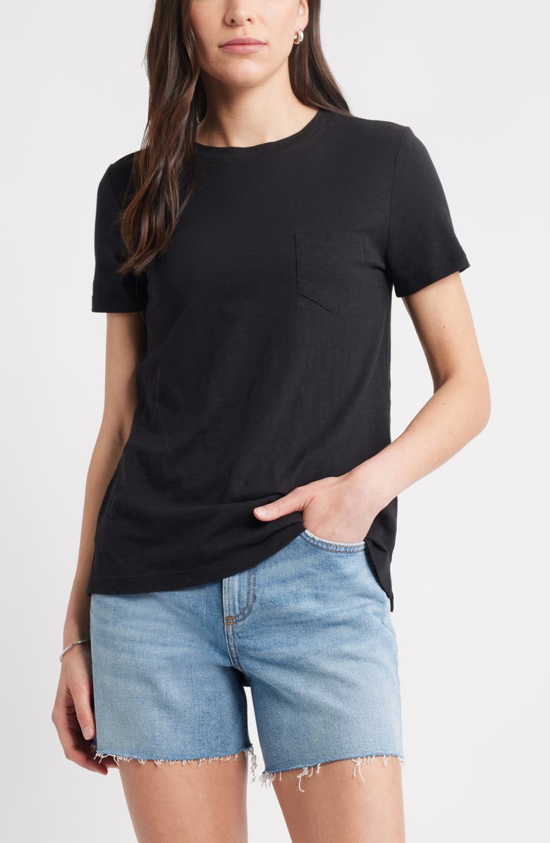 Caslon<sup>®</sup> Cotton & Modal T-Shirt, Main, color, Black