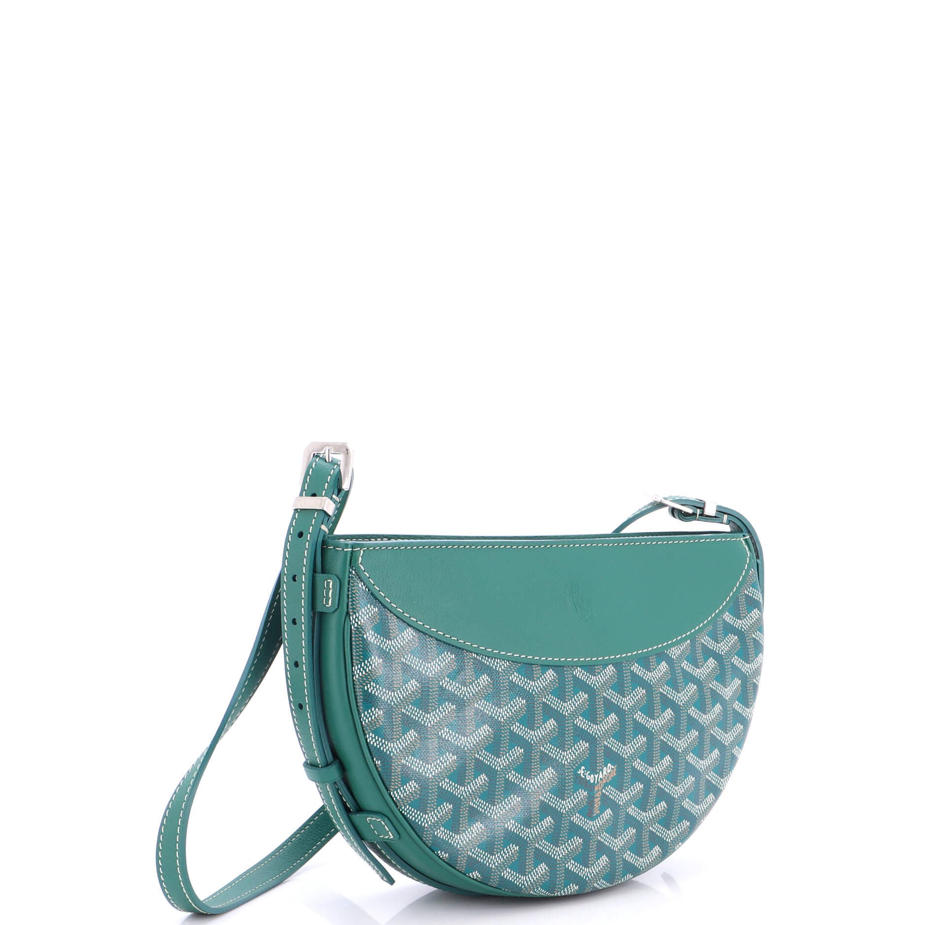 Hirondelle Shoulder Bag Coated Canvas and Leather, Alternate, color, Green