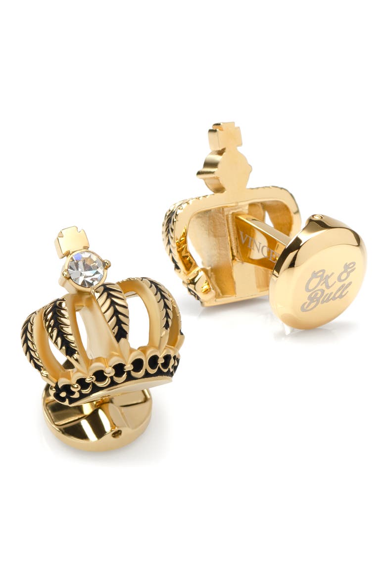 Vincent De Paul 3D Crown Royal Cuff Links, Alternate, color, GOLD