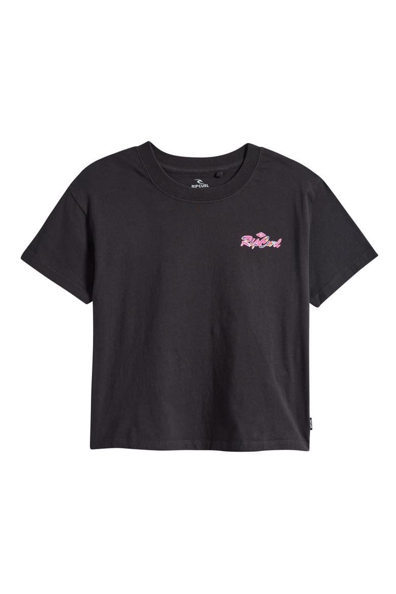 Kids' Logo Crop T-Shirt, Main, color, WASHED BLACK