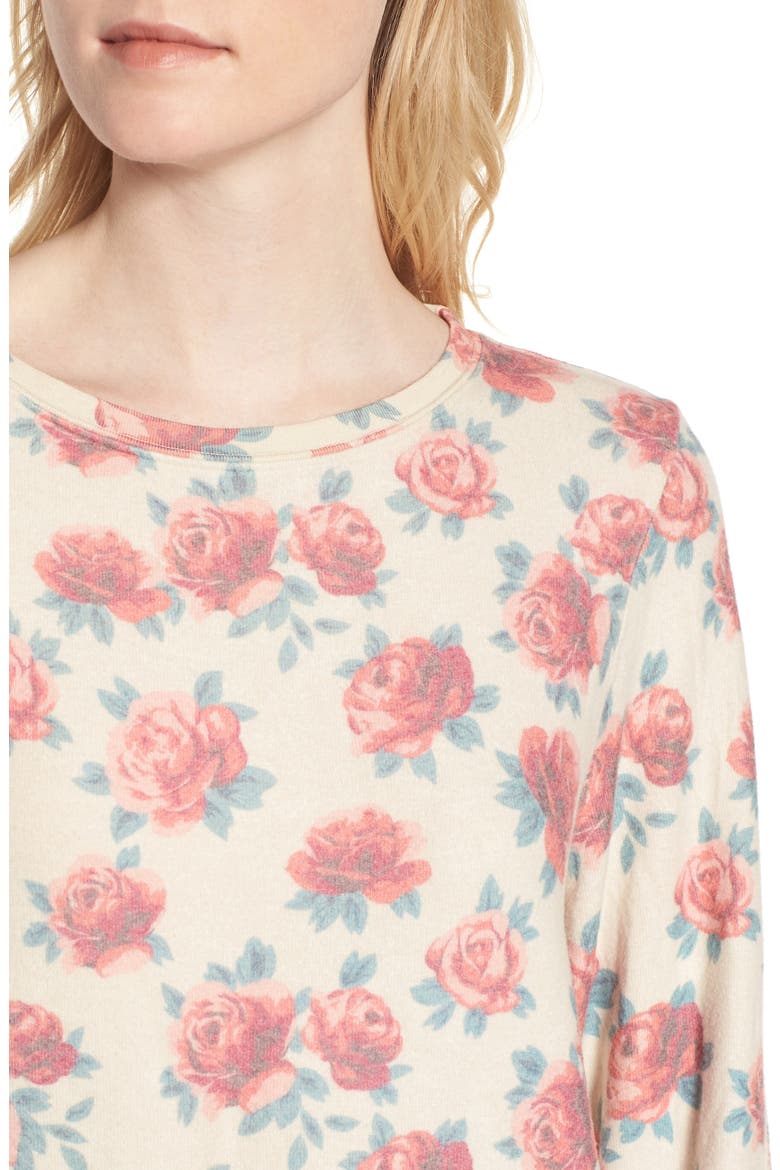 Rose Print Baggy Beach Jumper Pullover, Alternate, color, MULTI/ PALE MOON