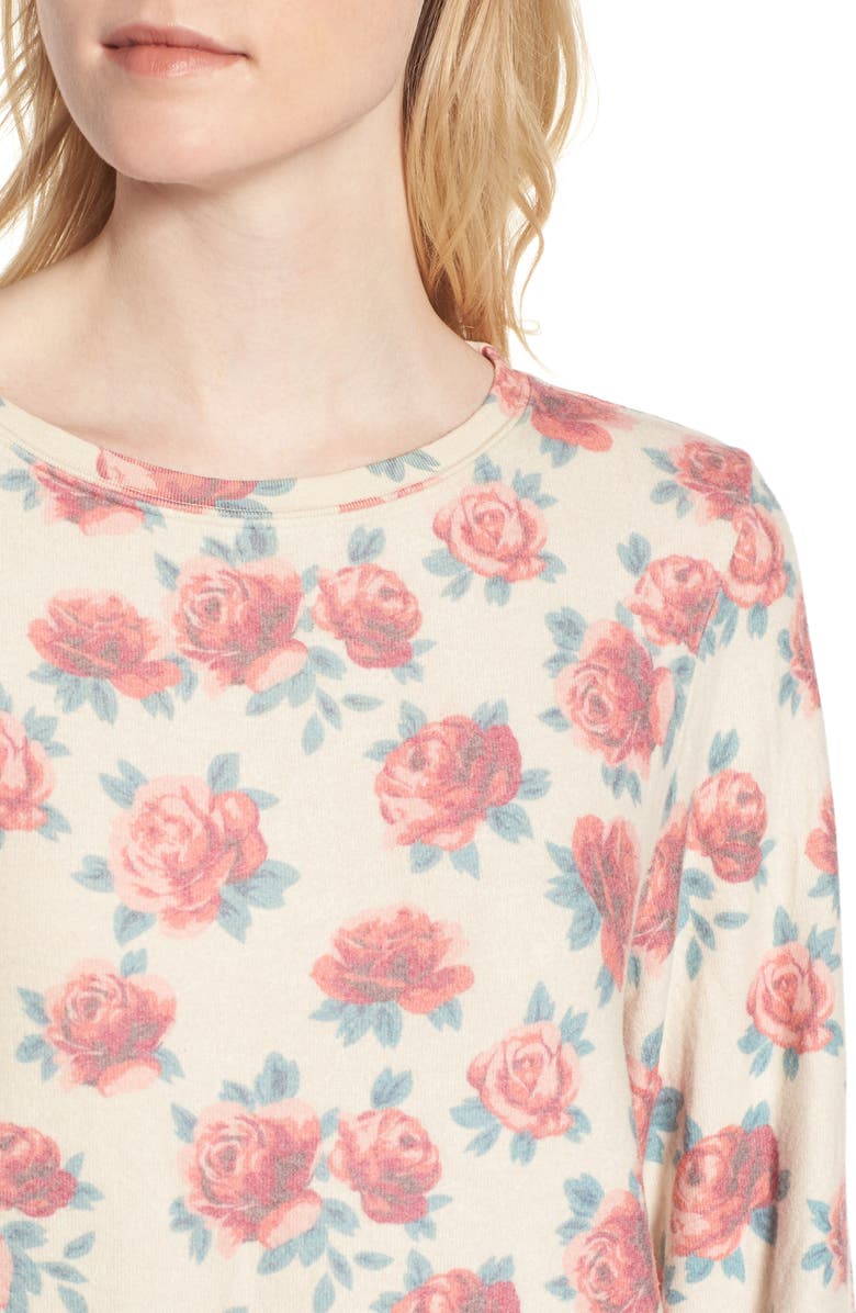 Wildfox Rose Print Baggy Beach Jumper Pullover, Alternate, color, 