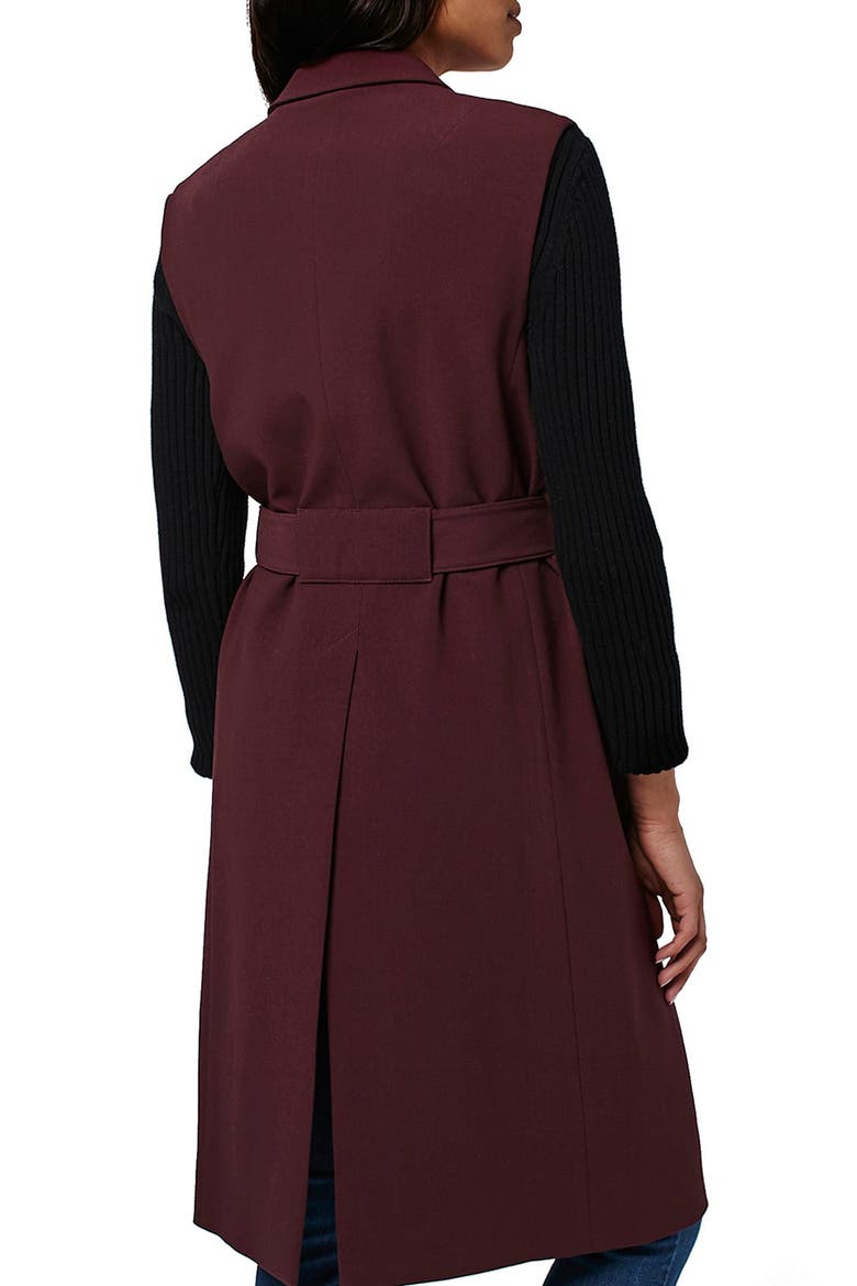 Sleeveless Belted Coat, Alternate, color, BURGUNDY