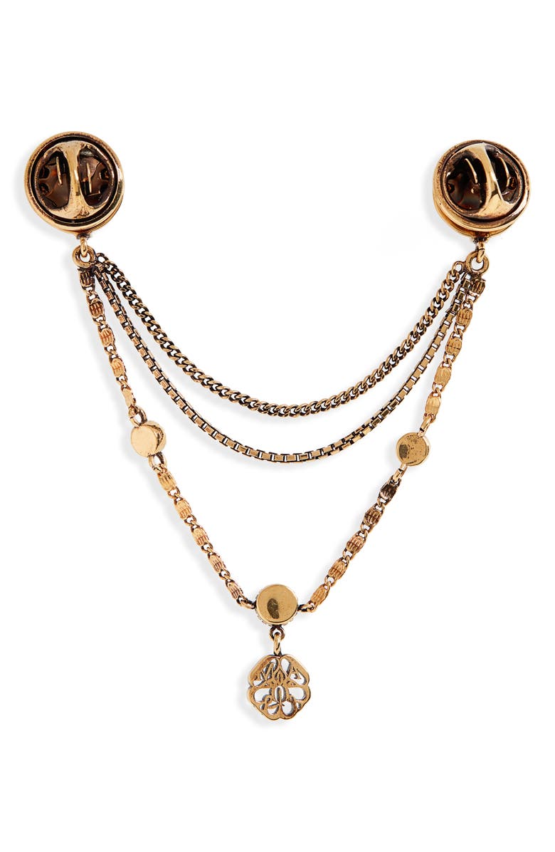 McQueen Alexander McQueen Signature Charm Chain Brooch, Alternate, color, 