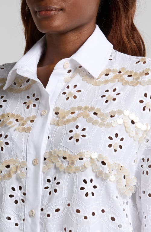 Agua Bendita Chrissy Kai Eyelet Cover-up Button-up Tunic In White