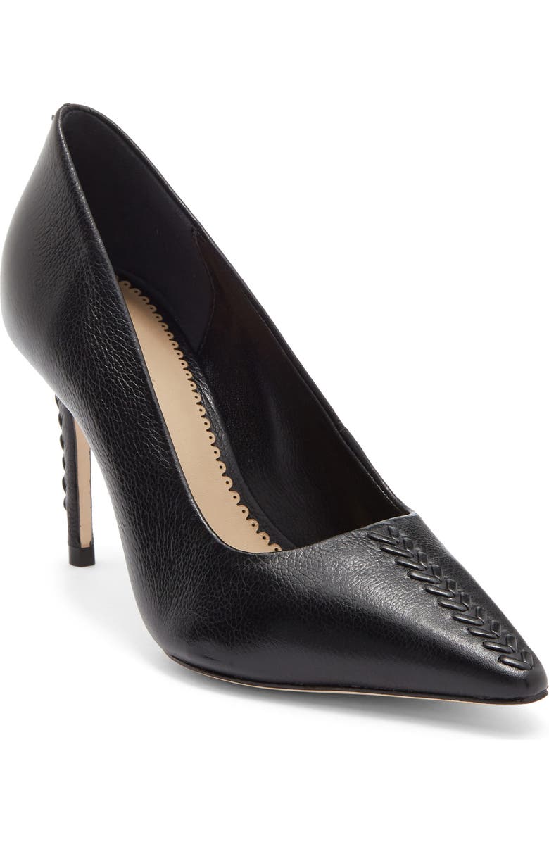 Cinq à Sept Giselle Whipstitch Pointed Toe Pump, Main, color, Black