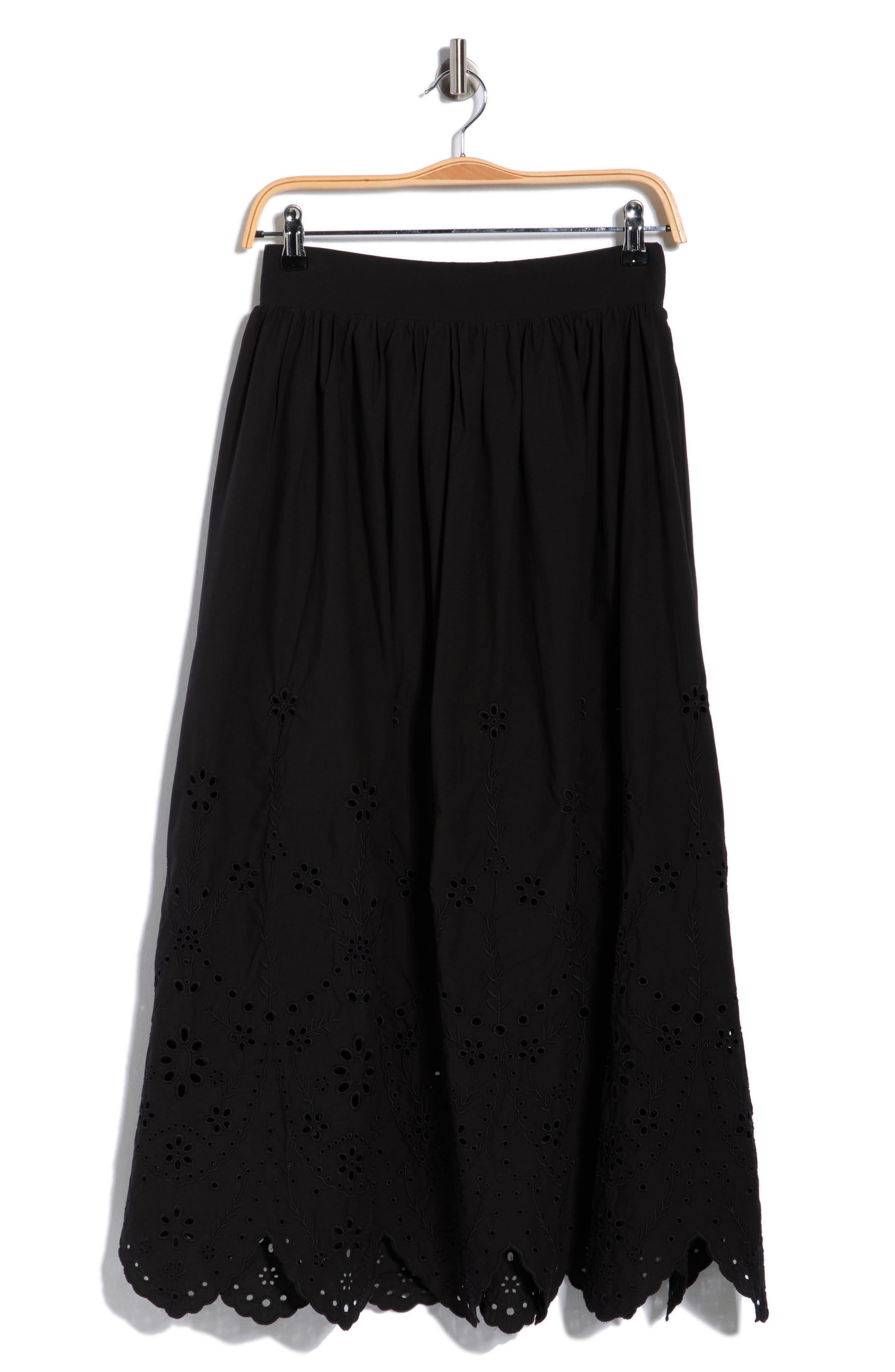 T Tahari Embroidered Eyelet Cotton Skirt