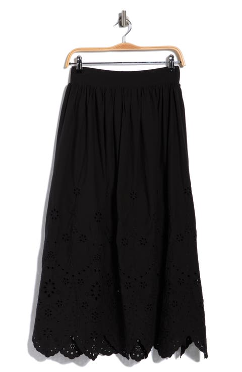 Embroidered Eyelet Cotton Skirt
