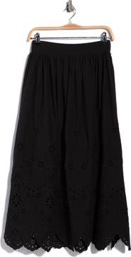 T Tahari Embroidered Eyelet Cotton Skirt