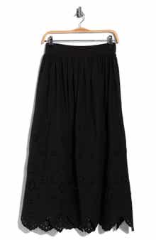 T Tahari Embroidered Eyelet Cotton Skirt