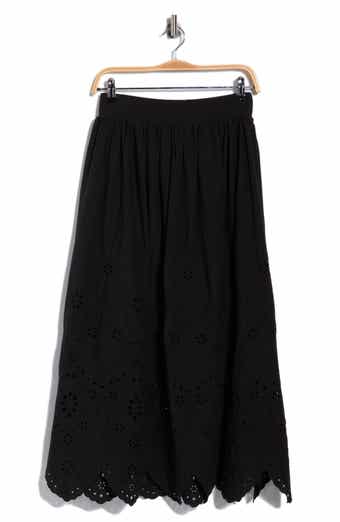 T Tahari Embroidered Eyelet Cotton Skirt