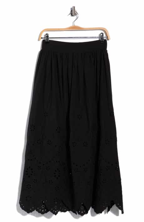 T Tahari Embroidered Eyelet Cotton Skirt
