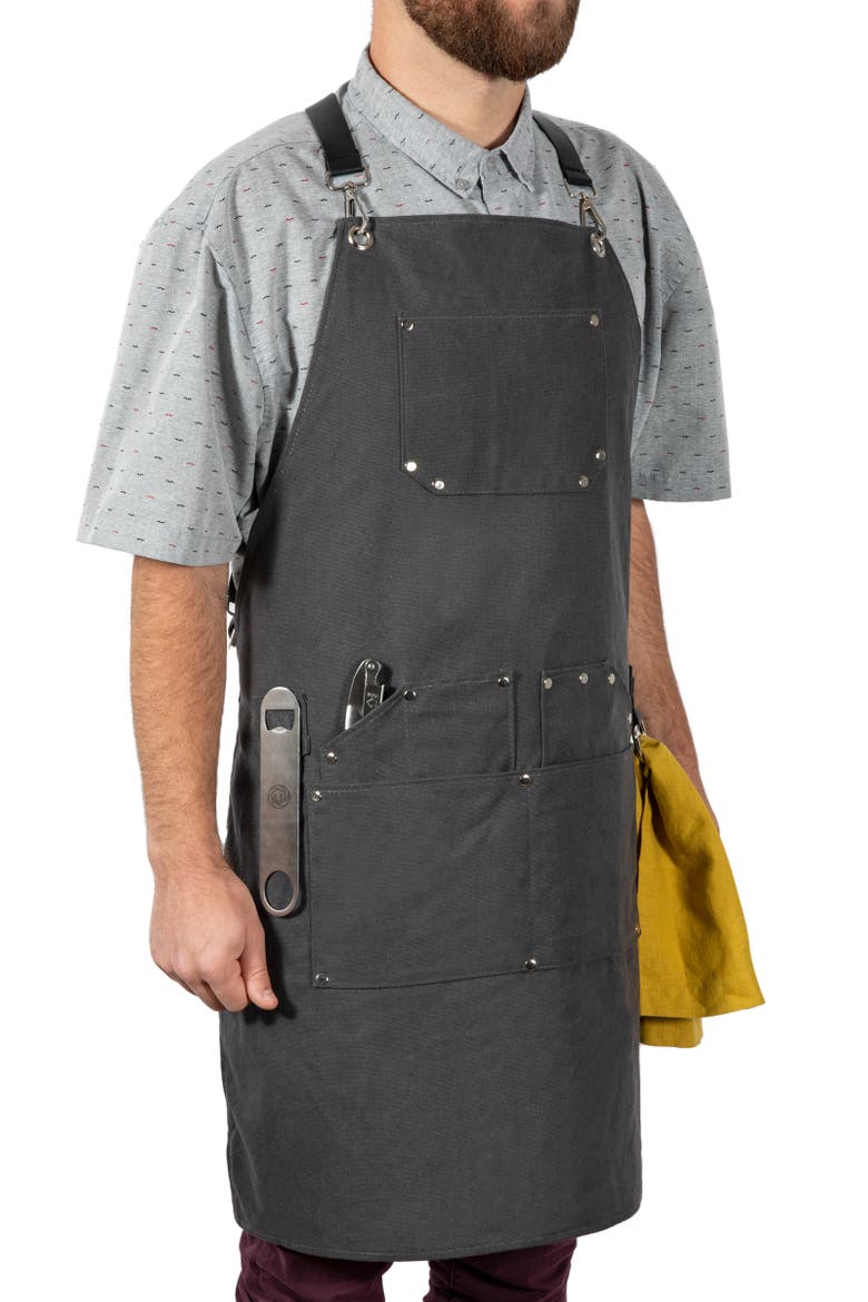 Collins Waxed Canvas Mixologist Apron, Alternate, color, GRAY