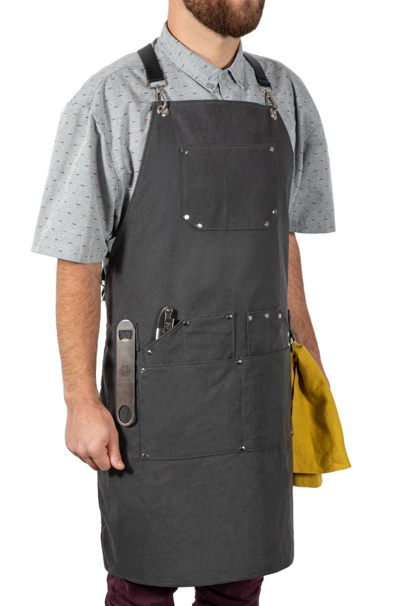 Picnic Time Collins Waxed Canvas Mixologist Apron, Alternate, color, Gray