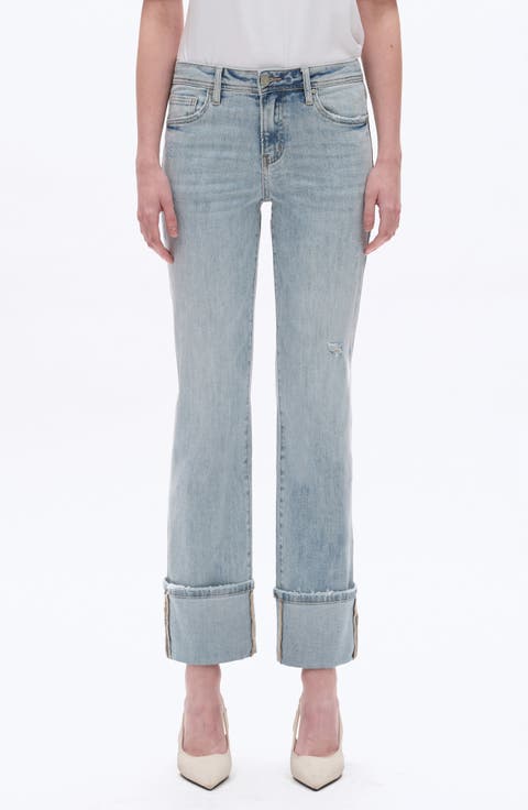 Flora Deep Cuff Straight Jeans