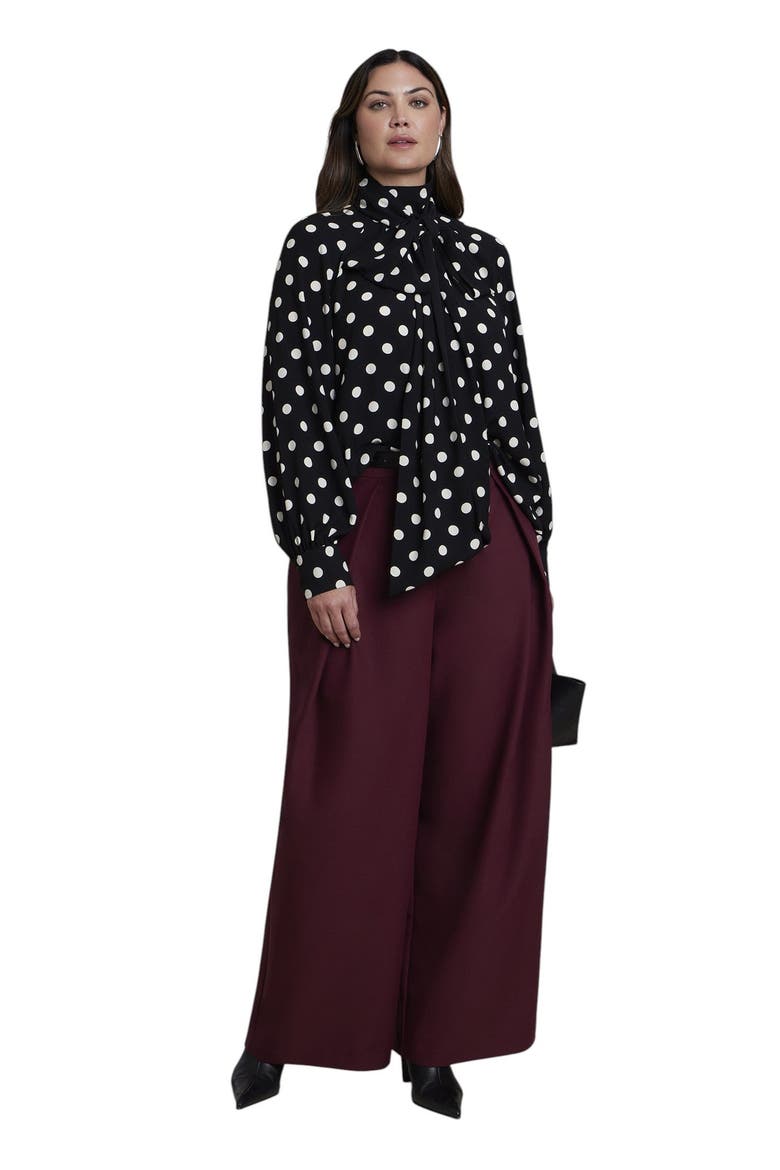 Dramatic Tie Neck Blouse (plus), Alternate, color, 80'S DOT
