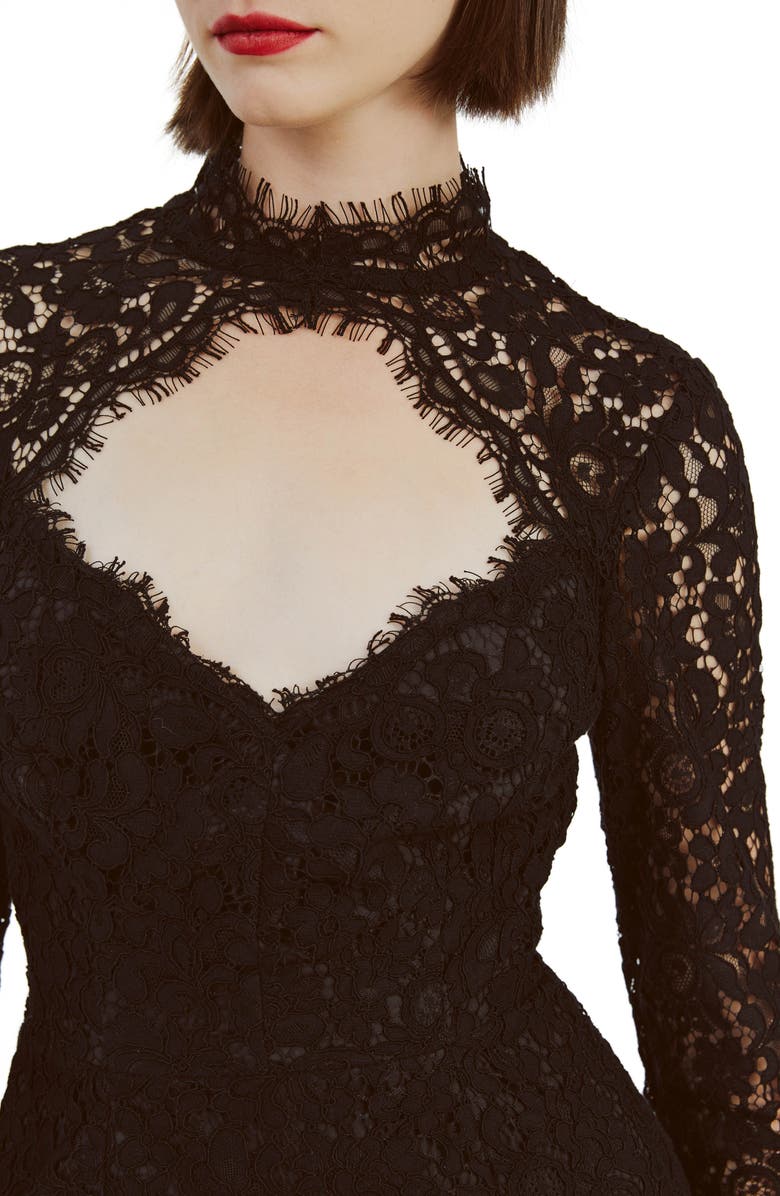 Bardot Lulani Lace Cutout Long Sleeve Minidress, Alternate, color, 