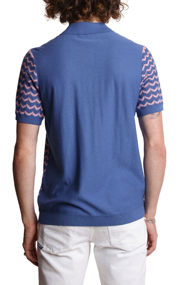 PAISLEY & GRAY Chevron Open Knit Polo, Alternate, color, Blue & Pink Zig Zag