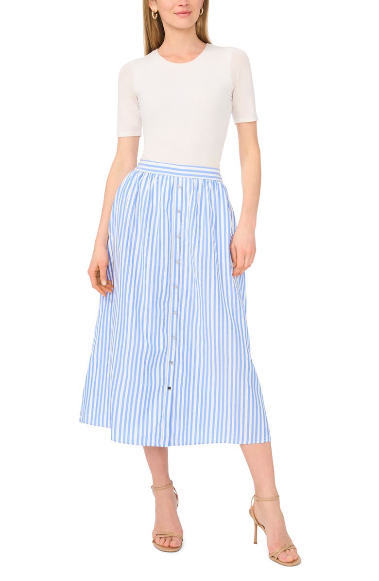 Vince Camuto Stripe Midi Skirt, Alternate, color, Blue Cloud