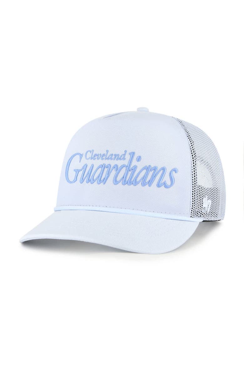 Men's '47 Light Blue Cleveland Guardians Foundation Script Hitch Adjustable Trucker Hat, Main, color, Light Blue