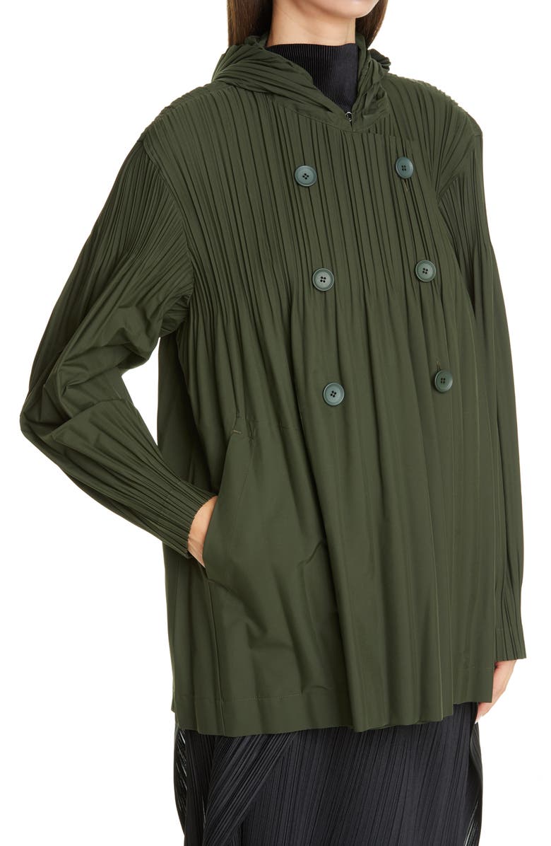 Pleats Please Issey Miyake Jaunty Double Breasted Jacket, Alternate, color,