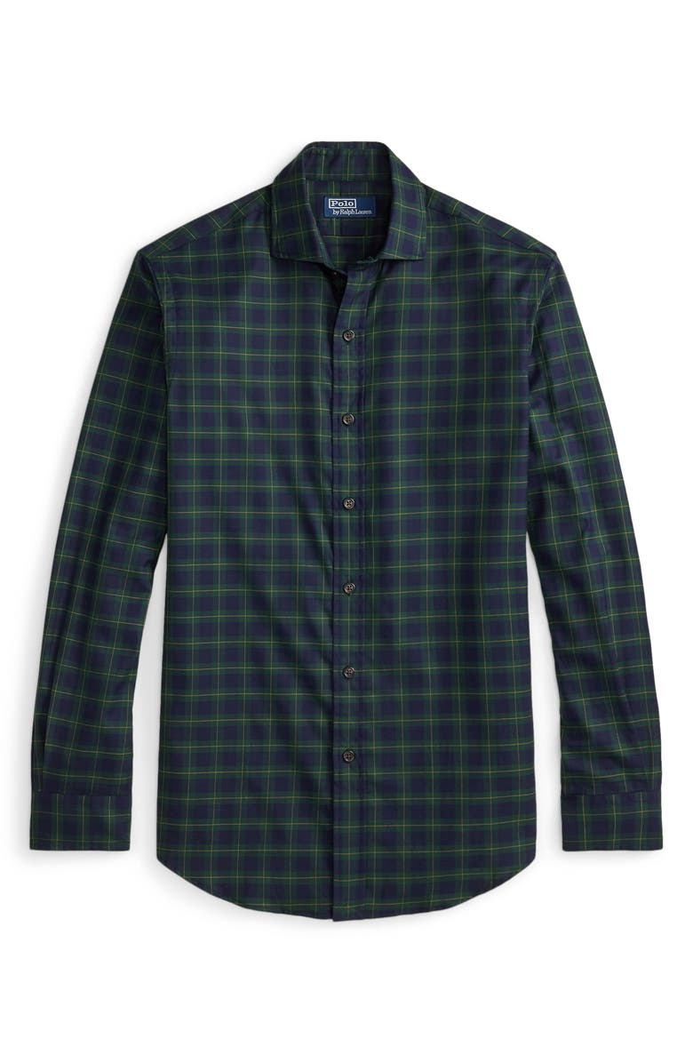 Polo Ralph Lauren Classic Fit Plaid Cotton Twill Button-Up Shirt, Alternate, color, Navy Green Multi
