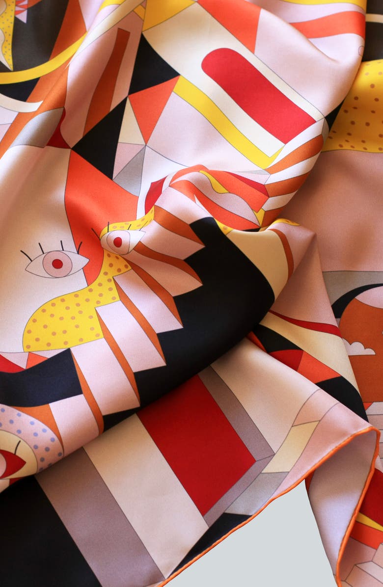 Jessie Zhao New York Double Sided Silk Scarf Of Dreamlike, Alternate, color, Blue