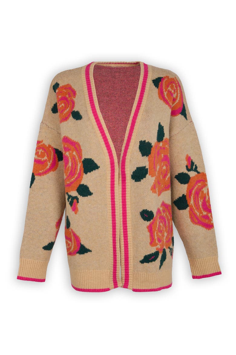 Rose Motif Cardigan, Alternate, color, NATURAL