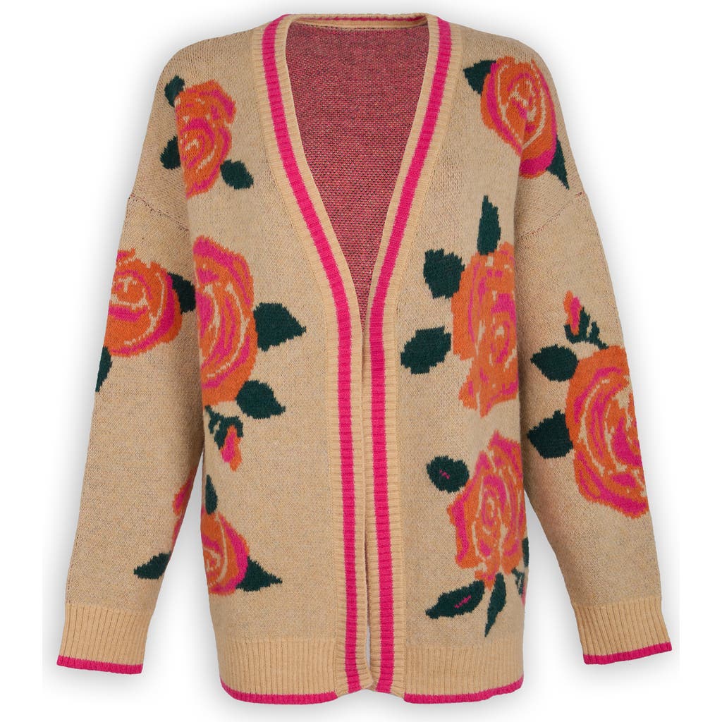 Saachi Rose Motif Cardigan In Brown