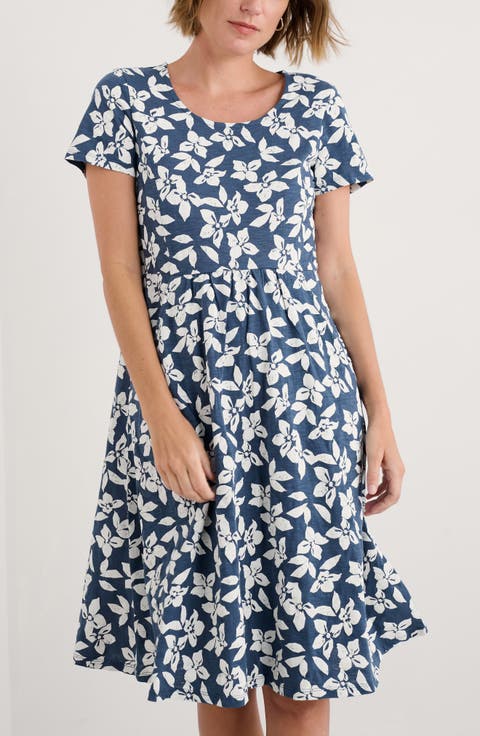 Enor Floral Organic Cotton Fit & Flare Dress
