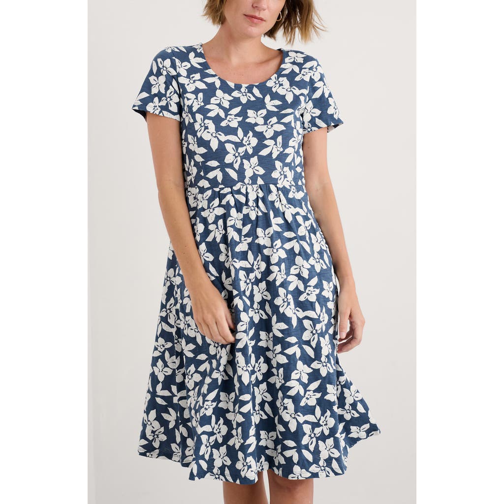 Seasalt Cornwall Enor Floral Organic Cotton Fit & Flare Dress In Blue