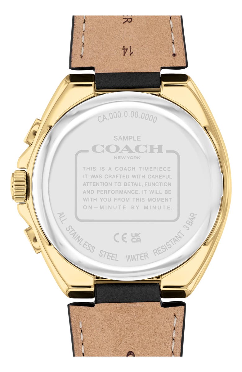 COACH Jackson Chronograph Leather Strap Watch, 44mm, Alternate, color, Black