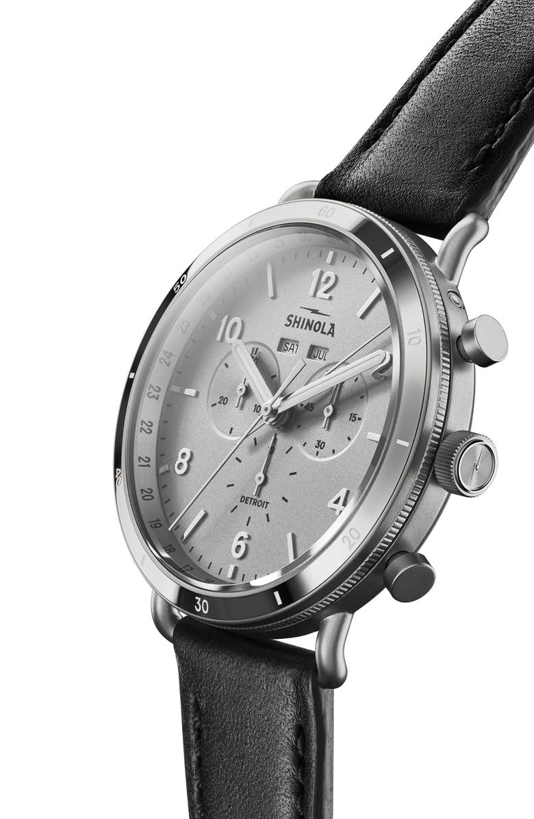 Shinola The Canfield Sport Chronograph Leather Strap Watch, 45mm, Alternate, color, 