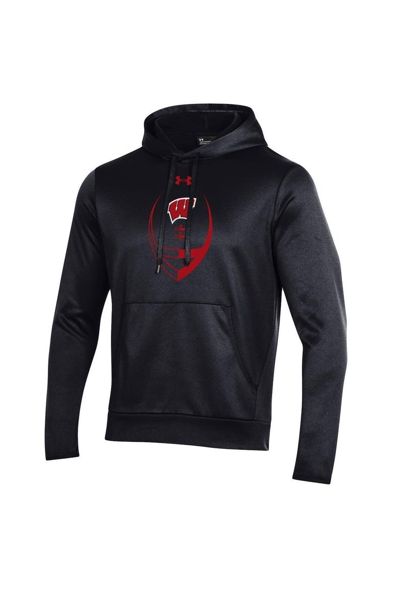Men's Under Armour Black Wisconsin Badgers Football Icon Pullover Hoodie, Alternate, color, Black