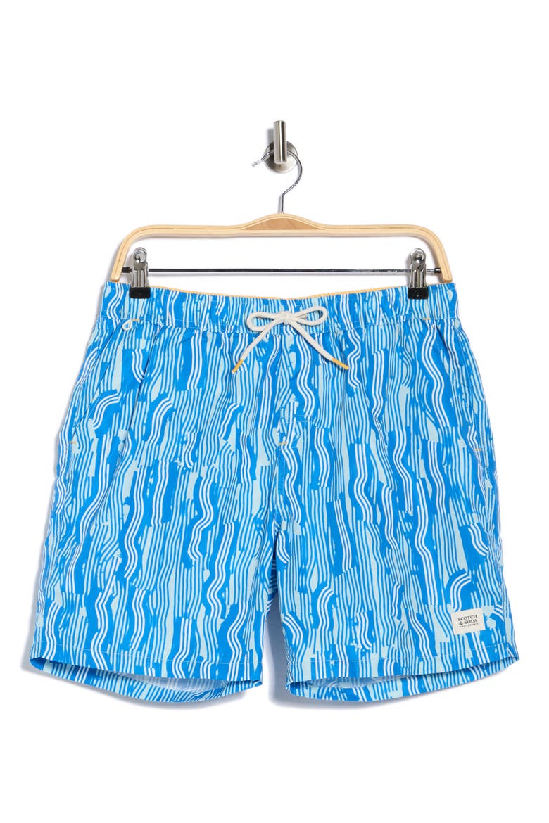 Print Mid Length Swim Trunks, Alternate, color, VUUR ISLAND STRIPE A