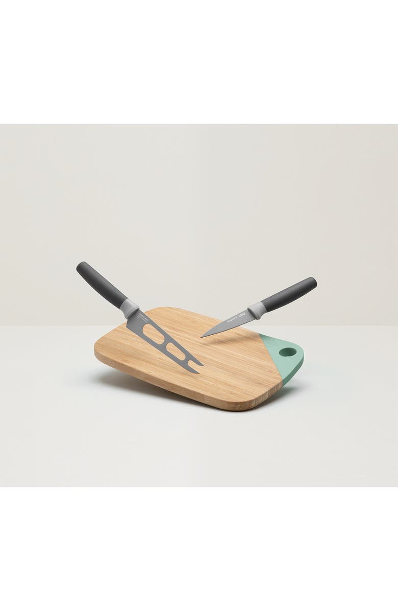 BergHOFF Green/Grey Leo 3-Piece Knife and Cutting Board Set, Alternate, color, Green, Grey