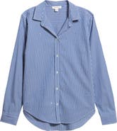 beachlunchlounge Lynden Embellished Stripe Cotton Blend Button-Up Shirt