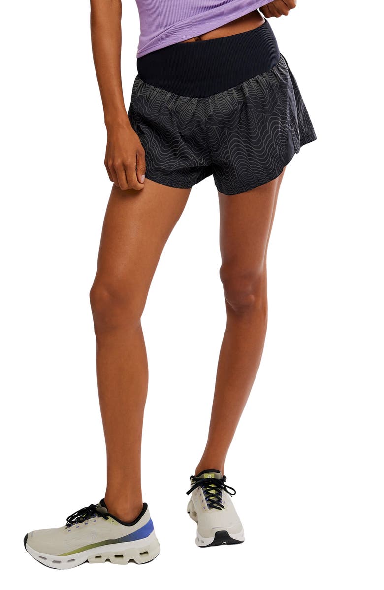 Free People Carpe Diem Reflective Shorts, Main, color, Black Combo