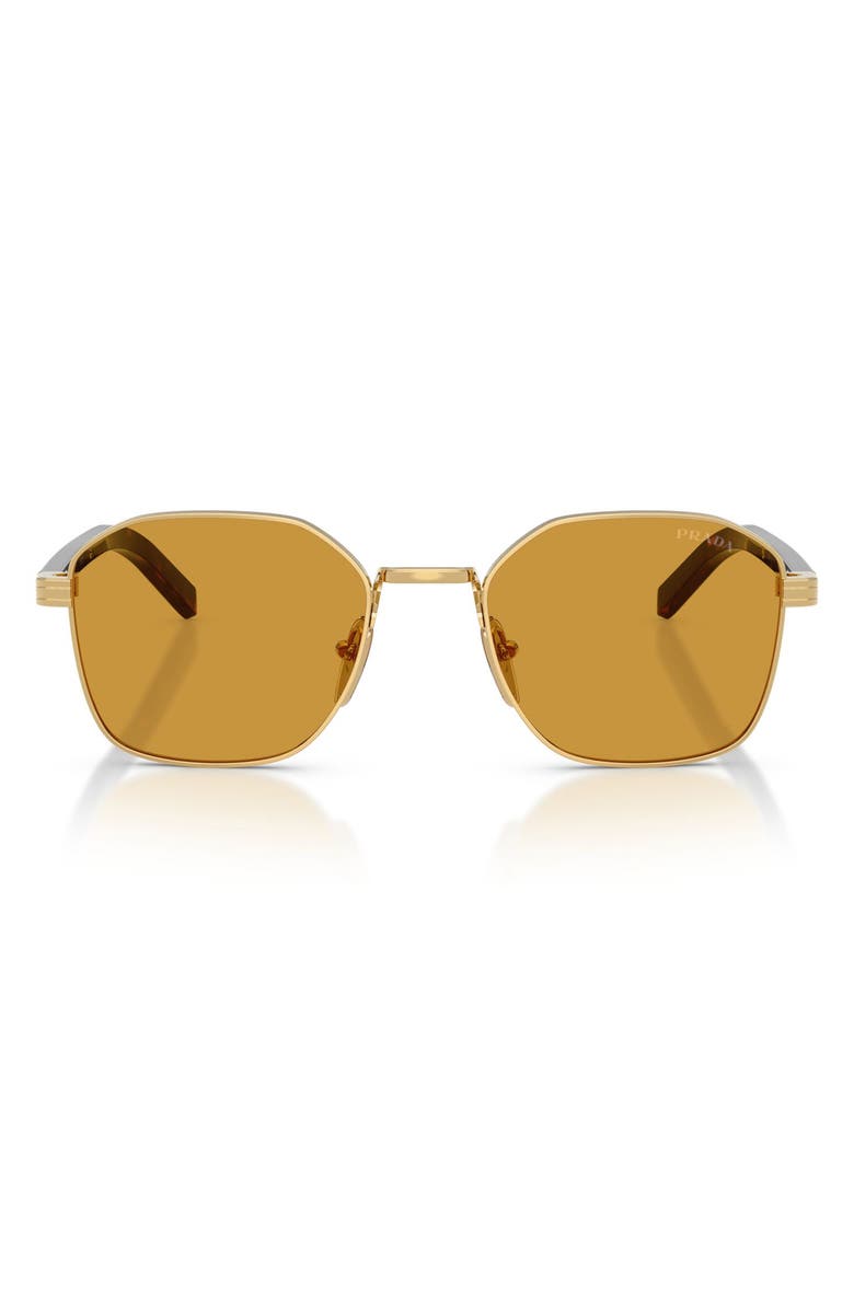 Prada 53mm Square Sunglasses, Main, color, Gold / Dark Honey