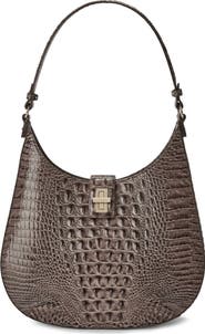 Brahmin Fallon Croc Embossed Leather Shoulder Bag