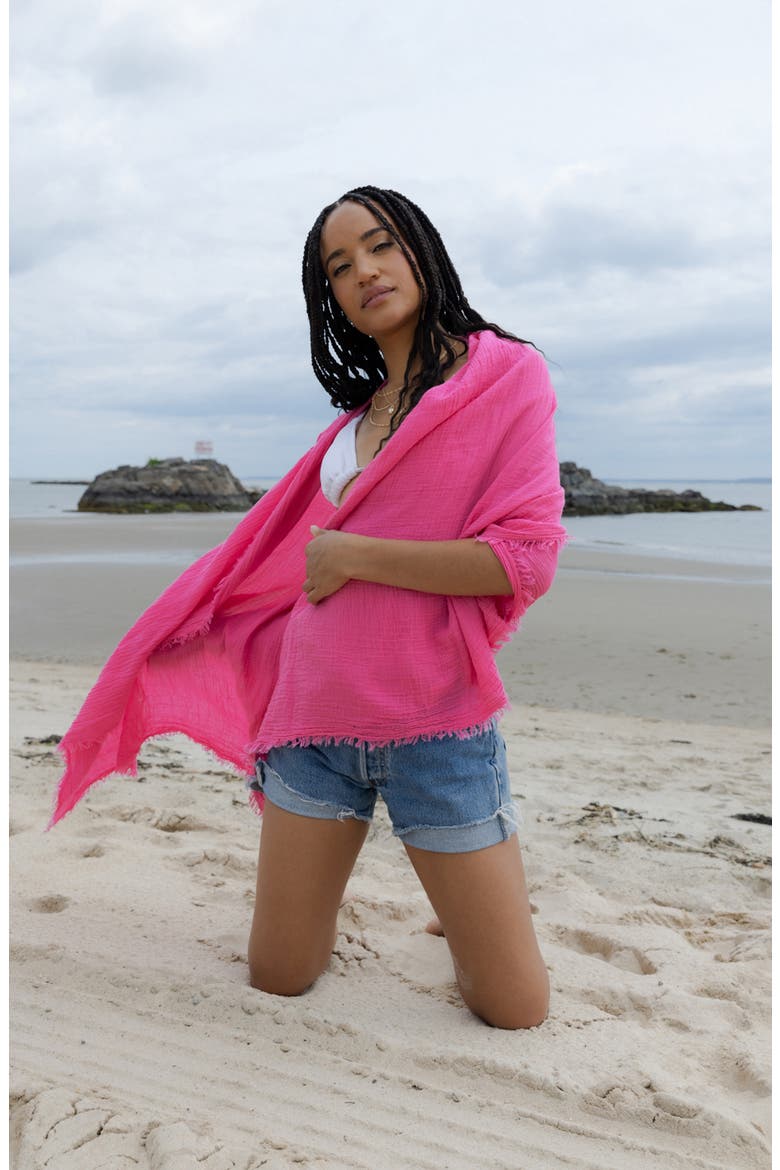 Gauze Cotton Scarf, Alternate, color, PINK