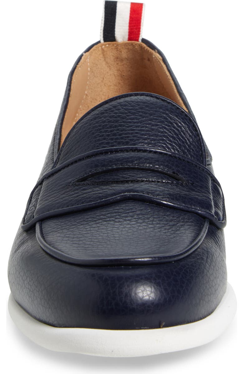 Thom Browne Varsity Square Toe Penny Loafer, Alternate, color, Navy