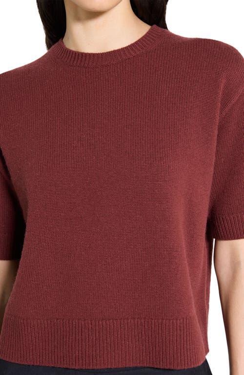 Theory Short Sleeve Cashmere Sweater In Burgundy