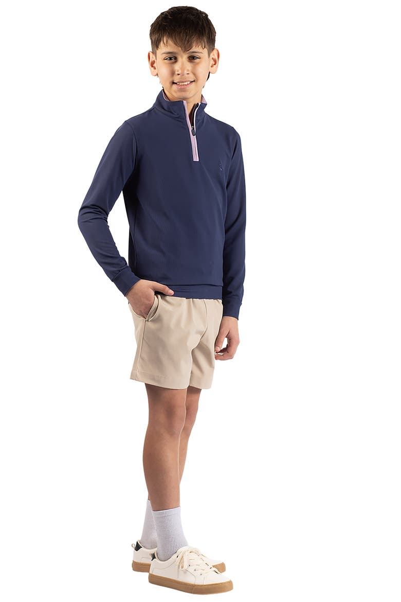 Kids' Micro Grid Textured Pullover, Alternate, color, NAVY BLUE